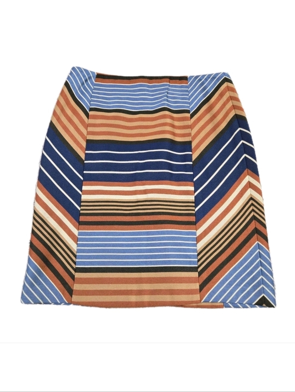 J Mclaughlin Indigo Montecito Pencil Skirt Sz 8 Multicolor Striped Career Preppy